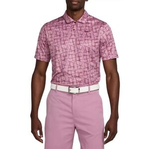 Nike Men's Size S - Dri-FIT Victory+ Pine Needle Print Golf Polo Color Plum Dust